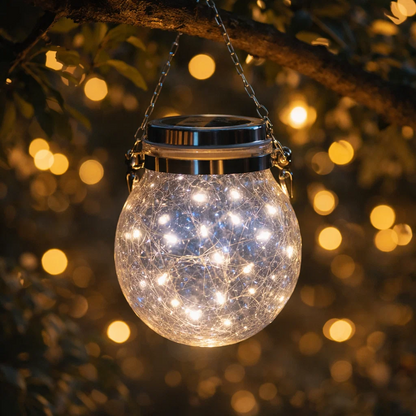 Solar Crackle Glass Jar Lantern Lights – Outdoor Decorative Lighting