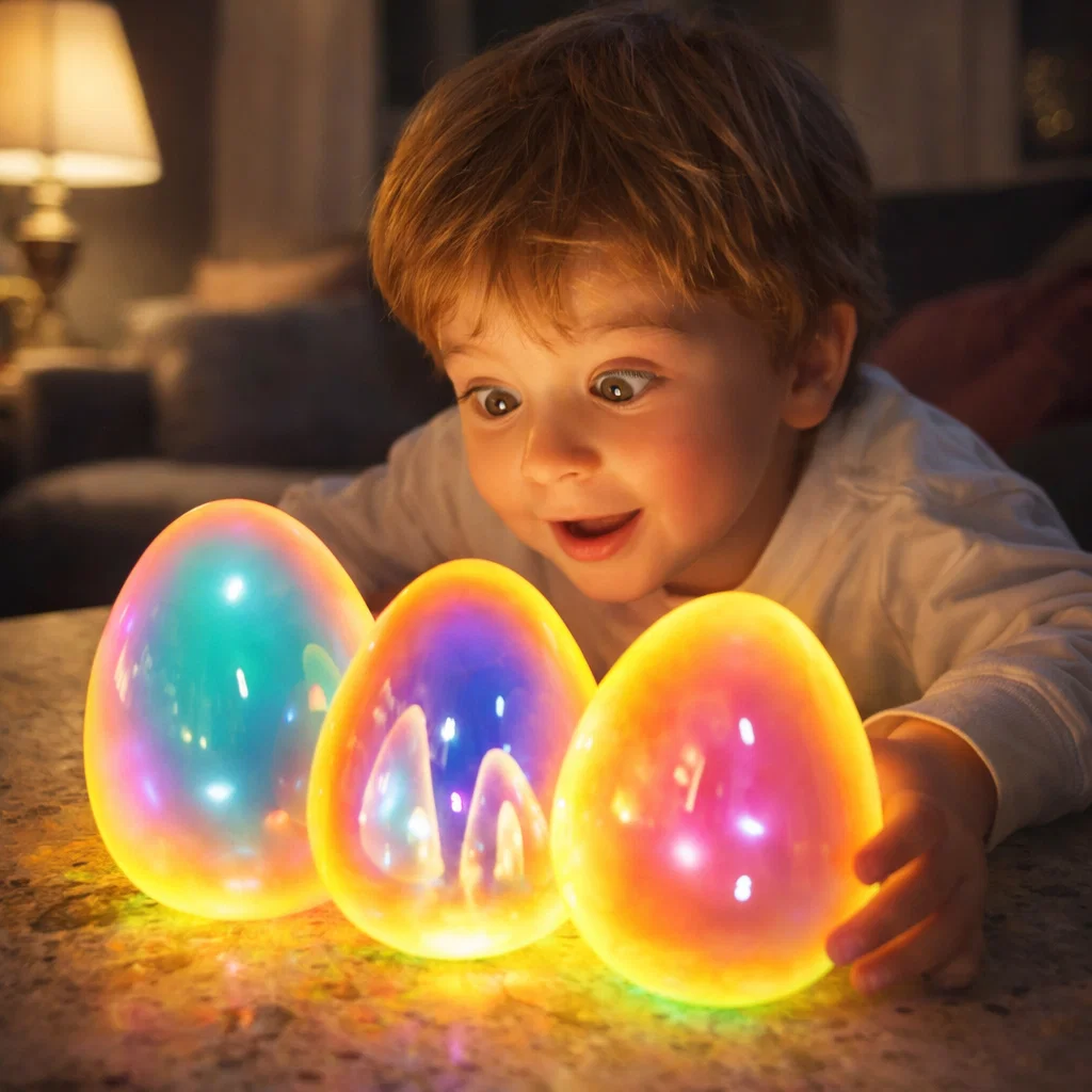 🐣 Easter Glowing Pearlescent Egg – Elegant 3-Piece Set