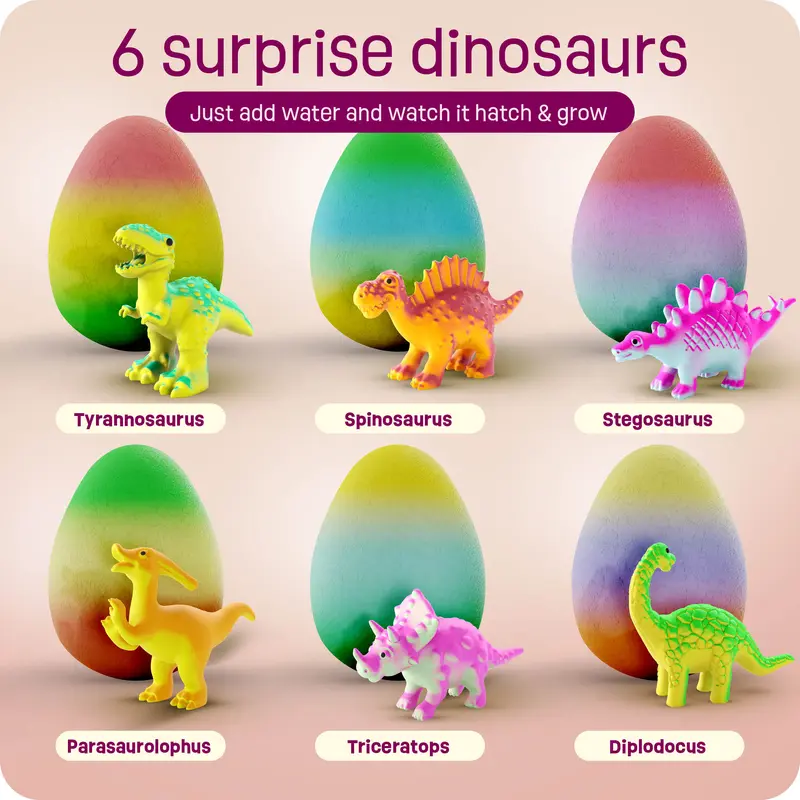 🦖 Water Hatching Dinosaur Eggs – 6 Pack Surprise Grow Eggs