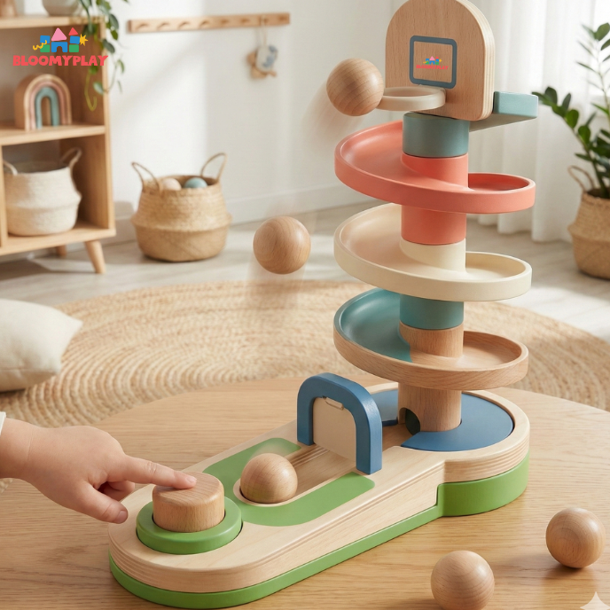 Wooden Ball Ramp Toy