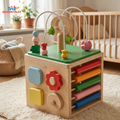 Wooden Activity Cube – 5-in-1 Montessori Learning Toy for Toddlers