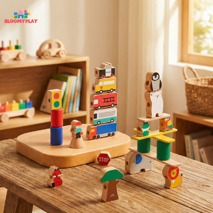 Wooden Chunky Beads & Stacking Toy