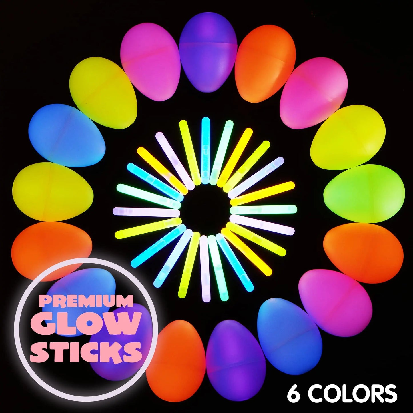 🎉 Easter Glow Eggs with Glow Sticks 🥚– Glow-in-the-Dark Hunt Party Set for Kids