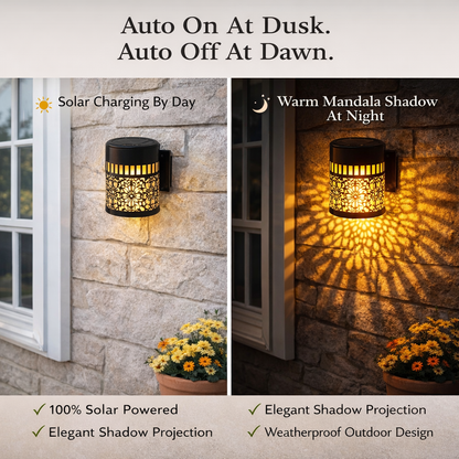Solar Mandala Metal Wall Lantern – Outdoor Decorative Lighting