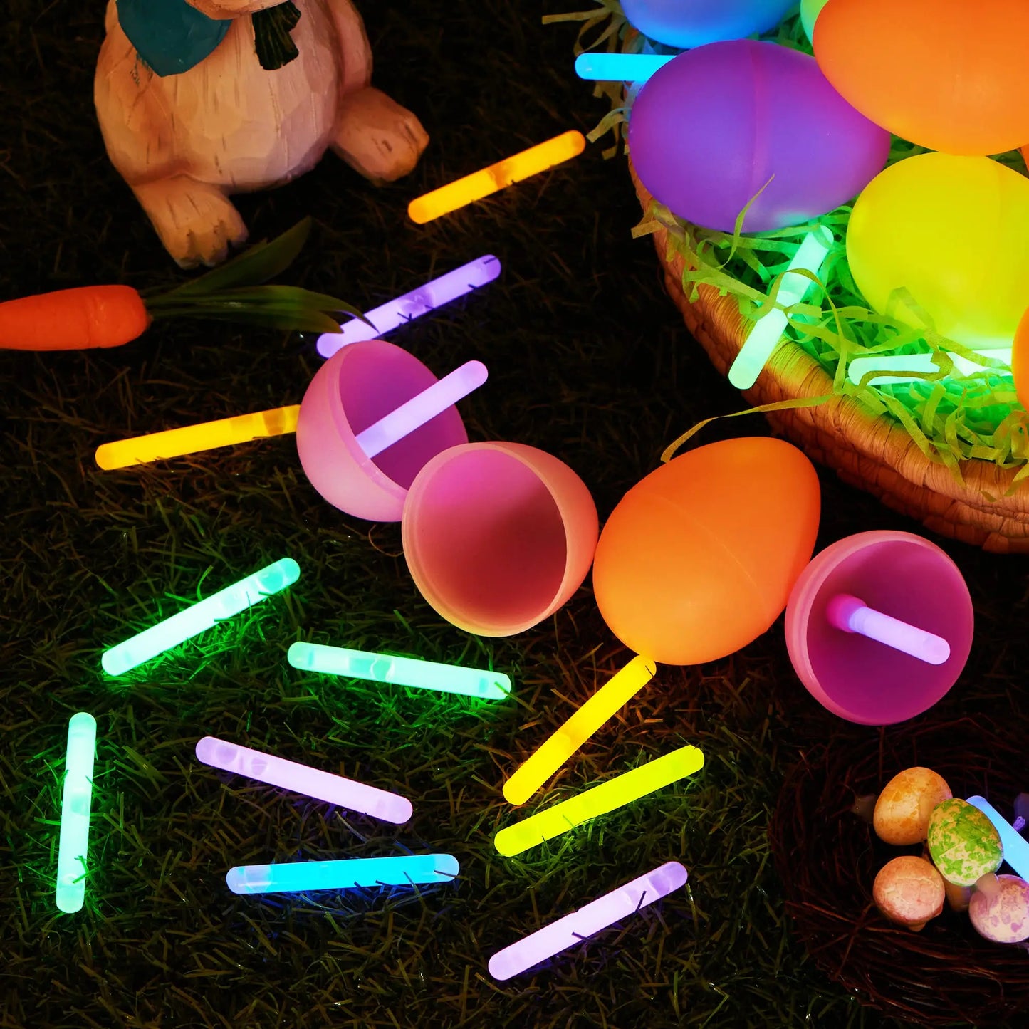 🎉 Easter Glow Eggs with Glow Sticks 🥚– Glow-in-the-Dark Hunt Party Set for Kids