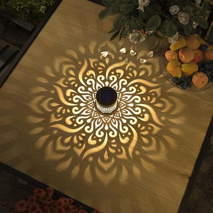 Solar Mandala Metal Wall Lantern – Outdoor Decorative Lighting