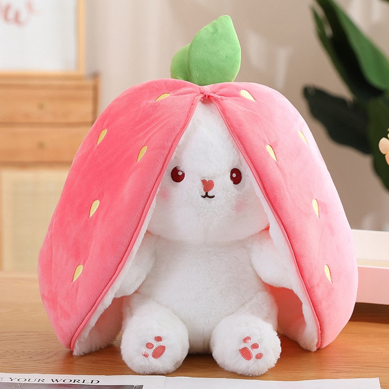 🐇Easter Day Flash Sale🐇 Transforming Bunny – Strawberry & Carrot Dual-Form Plush Toy