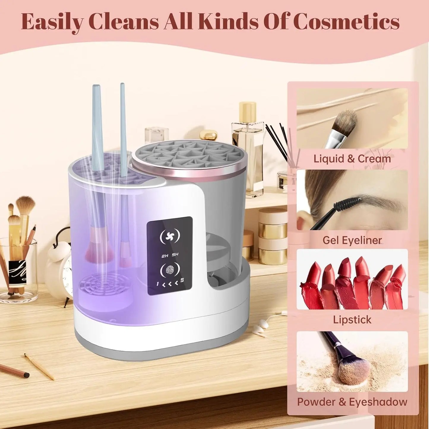 💗3-in-1 Electric Makeup Brush Cleaner 💗& Dryer – Automatic Deep Cleaning, USB Portable for All Makeup Brushes & Sponges