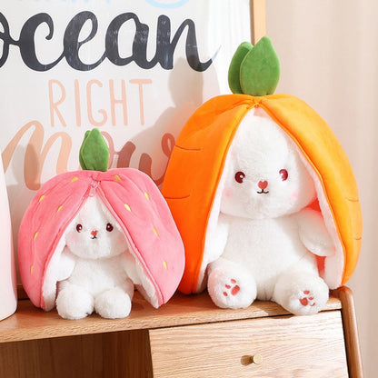 🐇Easter Day Flash Sale🐇 Transforming Bunny – Strawberry & Carrot Dual-Form Plush Toy