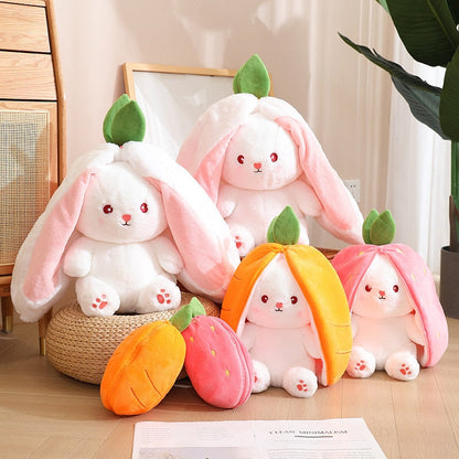 🐇Easter Day Flash Sale🐇 Transforming Bunny – Strawberry & Carrot Dual-Form Plush Toy