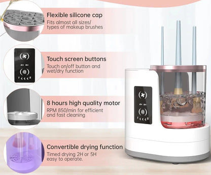 💗3-in-1 Electric Makeup Brush Cleaner 💗& Dryer – Automatic Deep Cleaning, USB Portable for All Makeup Brushes & Sponges