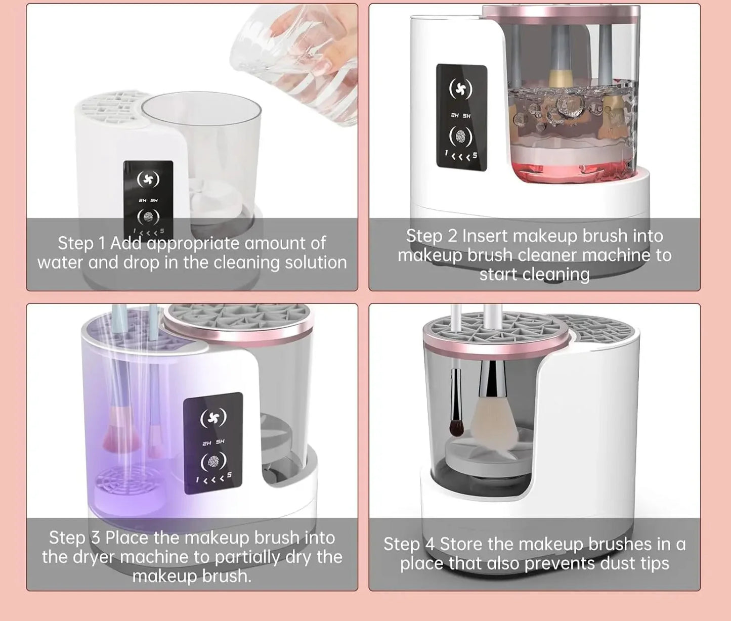 💗3-in-1 Electric Makeup Brush Cleaner 💗& Dryer – Automatic Deep Cleaning, USB Portable for All Makeup Brushes & Sponges