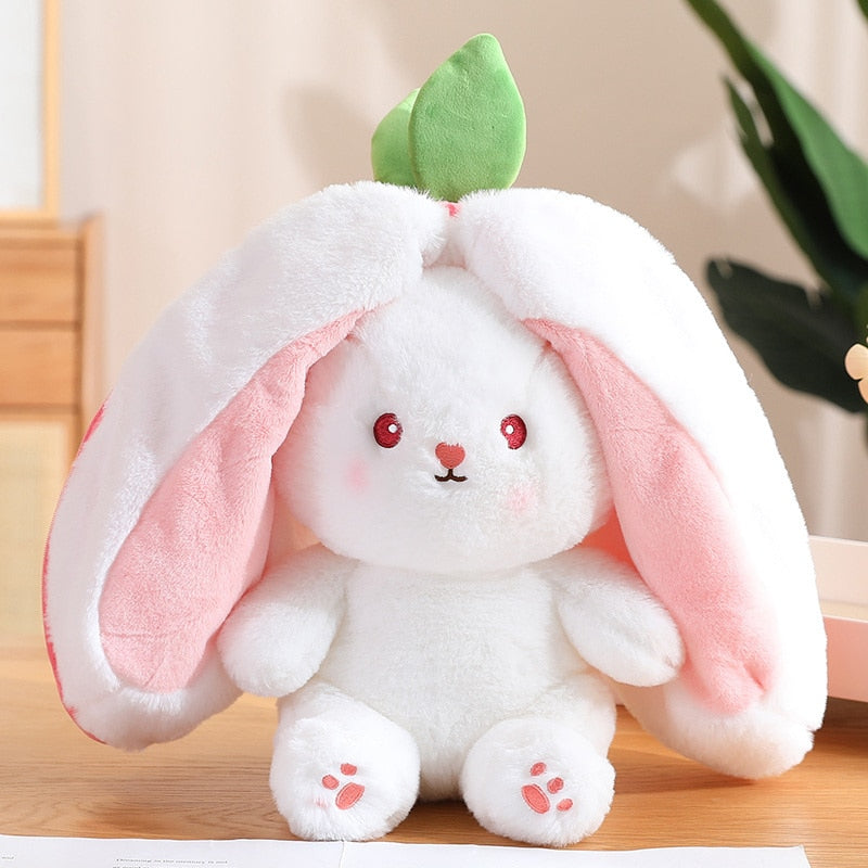 🐇Easter Day Flash Sale🐇 Transforming Bunny – Strawberry & Carrot Dual-Form Plush Toy