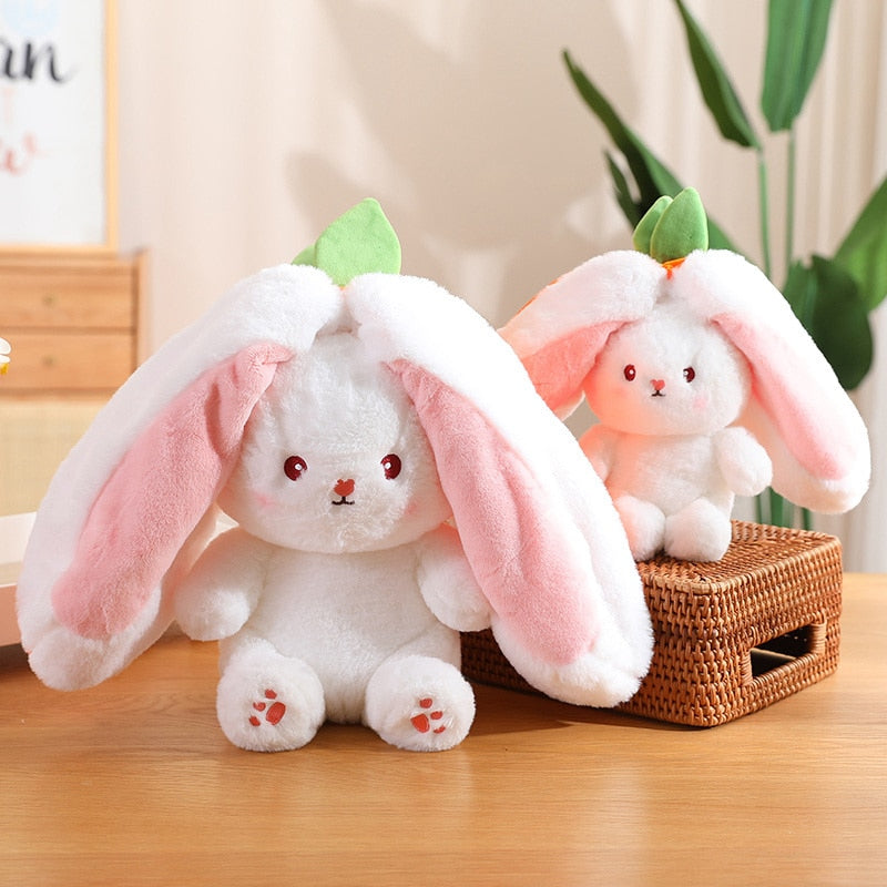 🐇Easter Day Flash Sale🐇 Transforming Bunny – Strawberry & Carrot Dual-Form Plush Toy