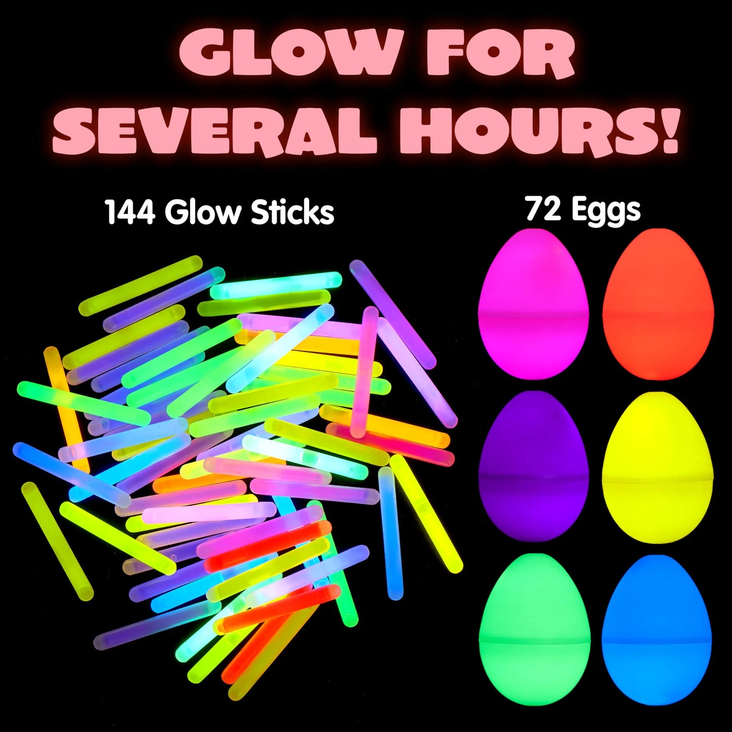 🎉 Easter Glow Eggs with Glow Sticks 🥚– Glow-in-the-Dark Hunt Party Set for Kids