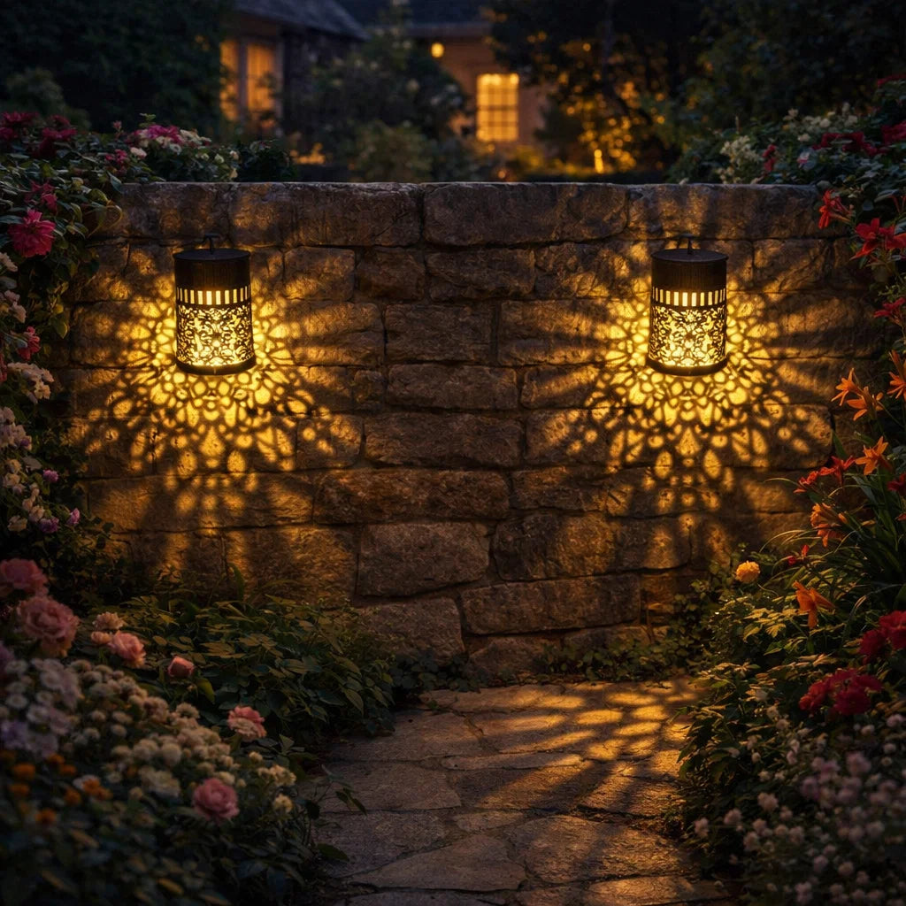 Solar Mandala Metal Wall Lantern – Outdoor Decorative Lighting