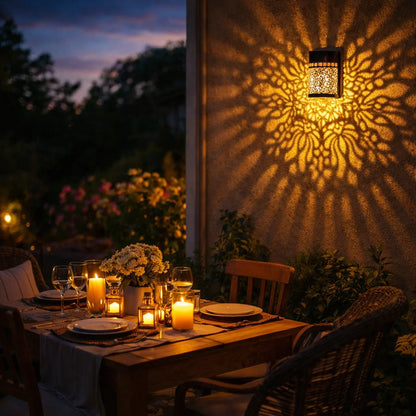 Solar Mandala Metal Wall Lantern – Outdoor Decorative Lighting