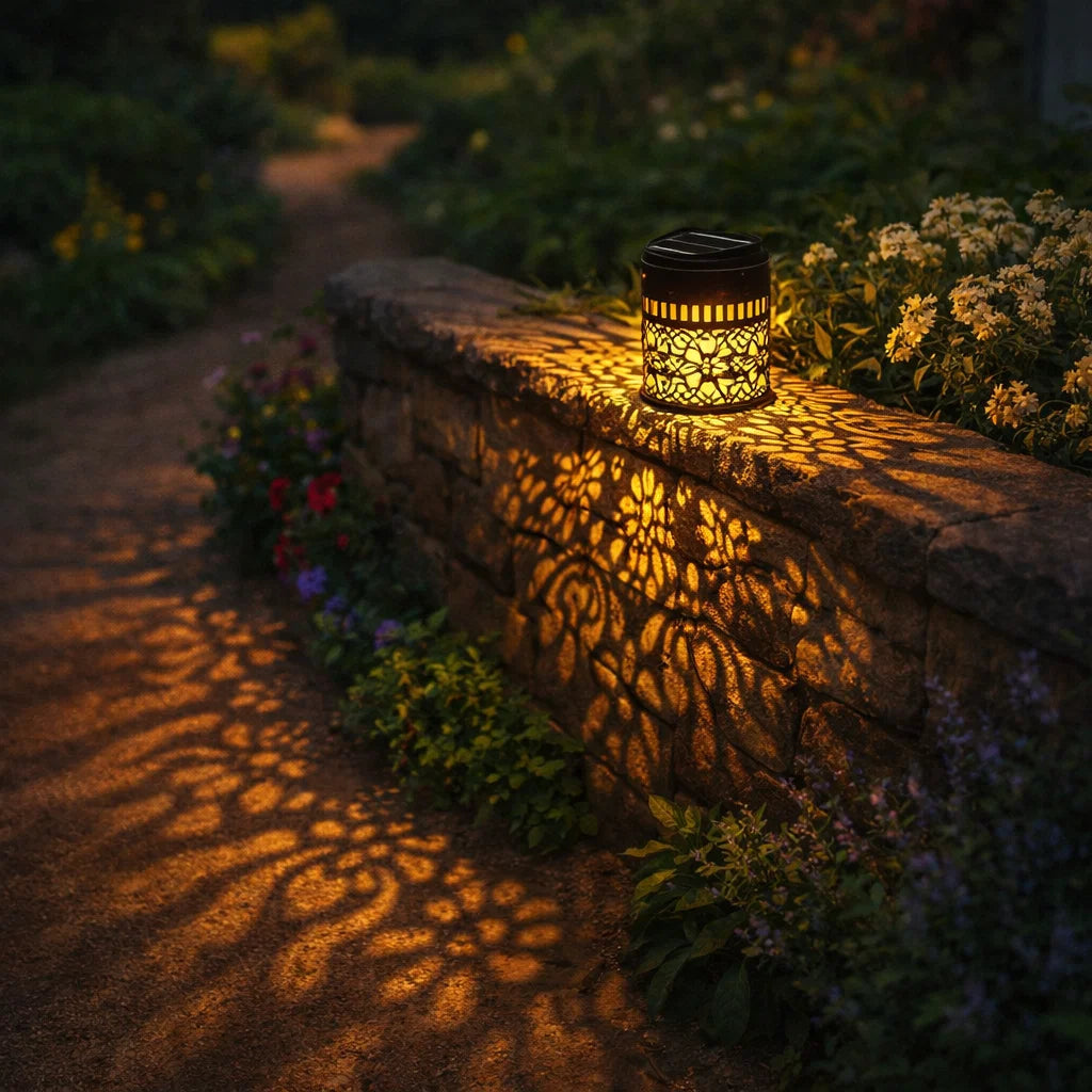 Solar Mandala Metal Wall Lantern – Outdoor Decorative Lighting