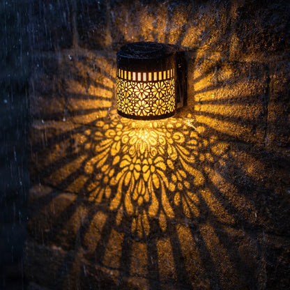 Solar Mandala Metal Wall Lantern – Outdoor Decorative Lighting