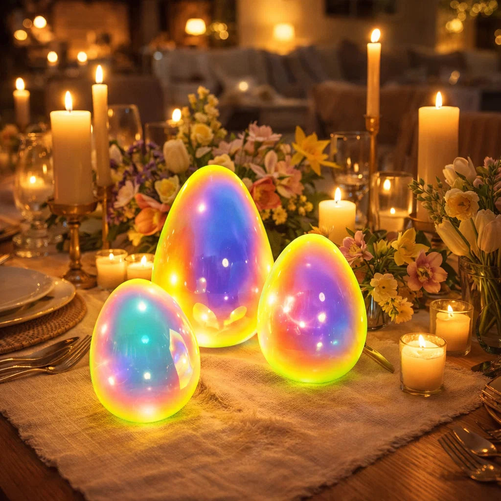 🐣 Easter Glowing Pearlescent Egg – Elegant 3-Piece Set