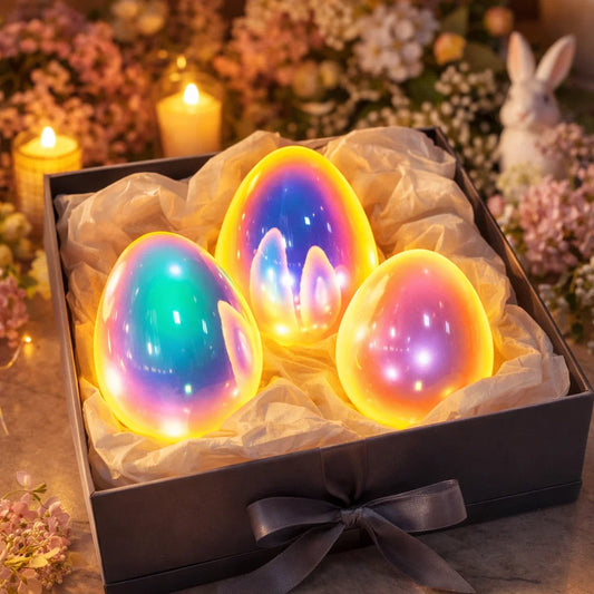 🐣 Easter Glowing Pearlescent Egg – Elegant 3-Piece Set